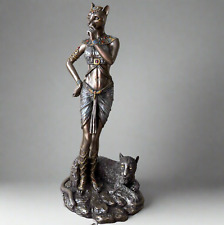 Handcrafted Bastet with Panther Statue - Egyptian Goddess of Protection 10.5