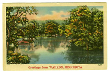 Wahkon Minnesota Scenic Greetings Mille Lacs County Linen Postcard picture