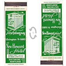Vintage Matchbook Cover New Howard Hotel Baltimore MD 1950s $3.50 per nite TV picture