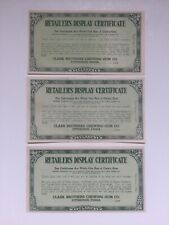 Vintage Lot Clark Brothers Chewing Gum Retailers Display Certificate Pittsburgh picture