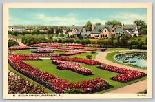 Harrisburg Pennsylvania Italian Gardens Linen Postcard picture