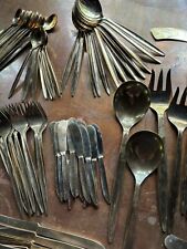 VU Thai Nickel Bronze Cutlery Flatware 143 Pieces MCM Vintage picture