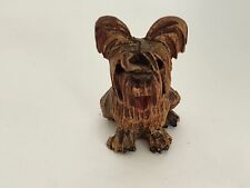 Vintage Carved Wood Dog Puppy Figurine Statue Yorkshire Terrier 2