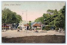 c1910 Train Locomotive Waiting Area Laxey Tram Station Isle of Man Postcard picture