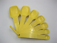Vintage 1970’s Tupperware Yellow Measuring Spoons Set of 7 Nesting on D Ring picture