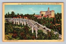 Pasadena CA-California, Aerial Colorado Street Bridge, Vintage c1941 Postcard picture