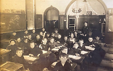 1890s OLD-TIMEY CLASSROOM antique 8x10 mounted photo ELEMENTARY GRADE SCHOOL picture