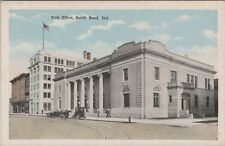 Post Office South Bend IN Trolley Tracks Autos Indiana c1920s WB postcard G898 picture