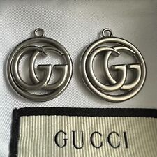 Gucci 1 pieces Emblem Button 23 mm 0,91 inch Logo GG Zipper Pull Silver CHARM picture