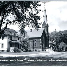 c1950s New Hampton, IA RPPC Evangelical Lutheran St. Paul Church Dirt Road A112 picture