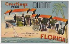 Vintage Greetings From Key West Florida, Large Letters, Vintage Postcard Tichnor picture