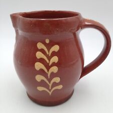 Wisconsin Pottery Redware Creamer Slip Decorated Signed Vintage   EA picture