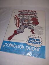 RARE 1975 MEAD Notebook Paper with FREE CAPTAIN AMERICA IRON ON TRANSFER~SEALED picture