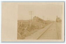 c1910's Locomotive Train Wreck Disaster CMStP&P Nachusa IL RPPC Photo Postcard picture