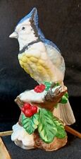 Ceramic Hand Painted Blue Jay Signed Figurine Vintage  picture