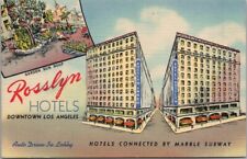 Vintage 1948 LOS ANGELES California LINEN Postcard ROSSLYN HOTELS Curteich Linen picture