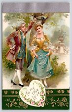 Valentine~Elegant Regency Couple~Lady & Gent Tree~White Heart~Silver Gold Winsch picture