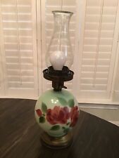 Vintage Floral Glass Globe Oil Lamp Style Brass Electric Table Lamp picture