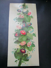 1880 Victorian Morning Glories Panel Trade Card Hallett Litho No Advertising  picture