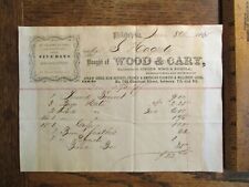  Antique Ephemera Billhead 1865 Philadelphia Wood & Cary Bonnets Millinery  picture