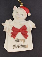 Lenox Kitty Christmas Ornament Cat Wearing Red Santa Hat picture