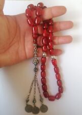 German Faturan Cherry Amber Bakelite 33 Prayer Beads Tesbih Misbaha Rosary  picture