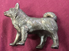 Vintage Antique Chow Dog Figure Toy Unmarked 3”x2” Painted Bronze ? Hubley ? picture