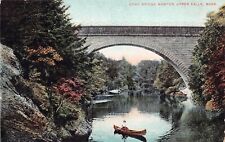 Newton Needham MA Massachusetts Echo Bridge Upper Falls Canoe Vtg Postcard D49 picture
