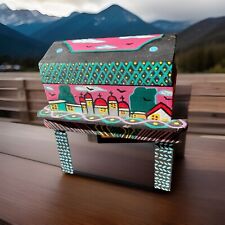 Hand Painted Oaxaca Wood jewelry box. SIGNED By Artist. Alebrije. 6.5 “ x 7 “. picture