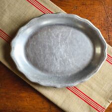 Vintage Wilton Armetale Pewter Scalloped Matte 12 Inch Oval Serving Platter picture