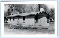 RPPC RUSHVILLE, Indiana IN ~ GIRL SCOUTS CABIN c1950s Rush County Postcard picture