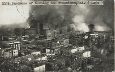 SAN FRANCISCO POSTCARD, PANORAMA OF BURNING SAN FRANCISCO - 1906 EARTHQUAKE picture