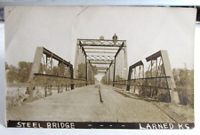 1908 RPPC  LARNED KS Kansas Real Photo Postcard RPPC, Steel Bridge, Man On Top picture
