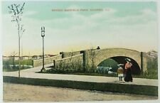 Vintage Chicago Illinois IL Garfield Park Bridge Postcard Woman Child Walking picture