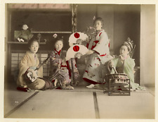 Japan, the musical troupe vintage albumen print, some damage albu print picture