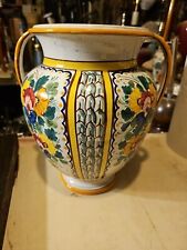 Vintage Vanro Italy Ceramic vase with Double handles Majolica Huge 10x10 picture