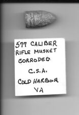 Genuine CONFEDERATE Civil War Bullet Recovered at Cold Harbor, VA. picture