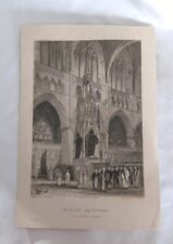 Set Of 3 Antique Engravings Of Exeter Cathedral Interior By B. Winkles 1838 picture