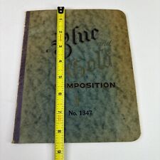 1926 Blue Gold School Composition Book Cursive Writing Used No 1347 Vintage Prop picture