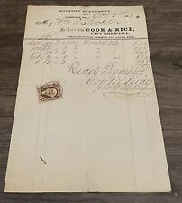 1886 Cook & Rice City Brewery Monthly Statement 2 Cent Washington Bank Check picture
