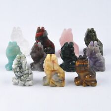 1.5'' Natural Raw Wolves Gemstone Quartz Crystal Carved Reiki Chakra Wolf Decor picture