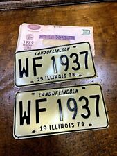 Original Match Pair of 1978 Illinois Car License Plate WF 1937 Automobile Tags picture