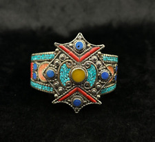 Beautiful Vintage Tibetan Nepalese Cuff Bangle With Turquoise Lapis Coral Stone picture