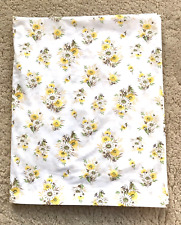 Pequot Full Flat Sheet Floral Yellow White Daisy Flowers Muslin Vintage Flawed picture