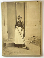 Antique CabinetPhoto 5x7 of Jane Canaignes French Lady Sweeping c1890s picture