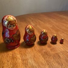 Vintage Nesting Dolls Gold - Signed Rare (5 Piece) picture