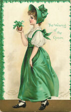 Embossed St. Patrick's Day Clapsaddle Postcard Irish Woman Wearin Of The Green picture
