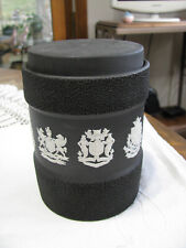 Wedgwood Black Jasperware Tobacco Canister or Humidor-#75-Various Coats of Arms picture