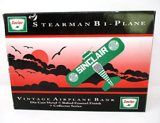 Vintage Sinclair Stearman Bi Plane Airplane Die Cast Metal Bank 1993 picture