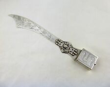 19th C Antique Quality Indian / Asian Silver Plate Letter Opener & Stamp Box picture